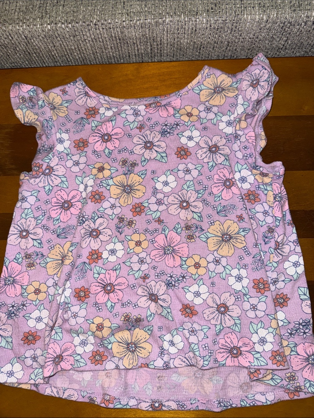 Girls lilac/Pink Floral Ruffle Sleeve Tank Top
